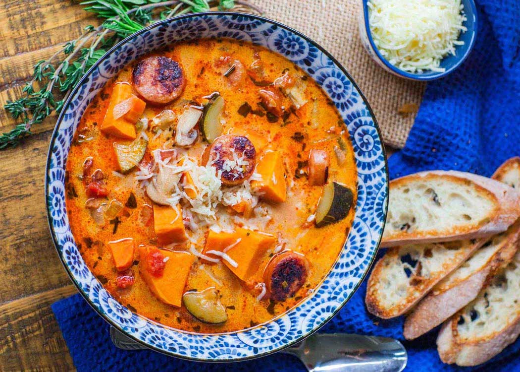 Creamy Sausage & Sweet Potato Soup