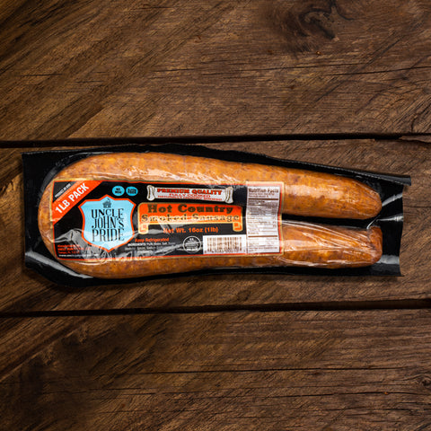 Uncle John's Pride Hot Country Smoked Sausage - 12 Pack