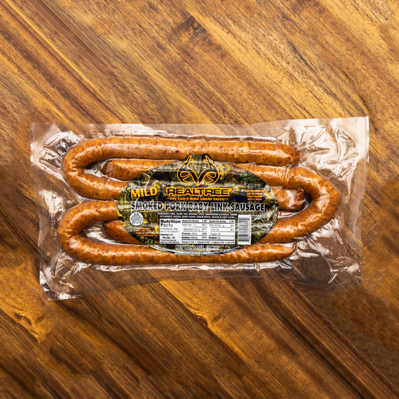 Realtree Mild Smoked Pork Baby Link Sausage 12 Pack Uncle John s Pride