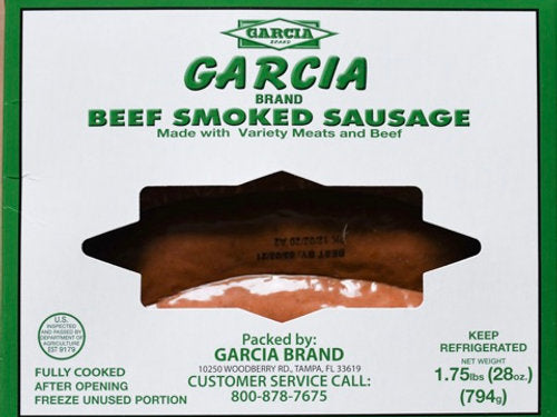 Garcia Mild Beef Smoked Sausage - 12 Pack