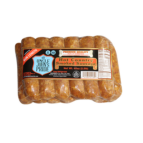 Uncle John's pride Hot Country Smoked Sausage Bun Length - 4 Pack