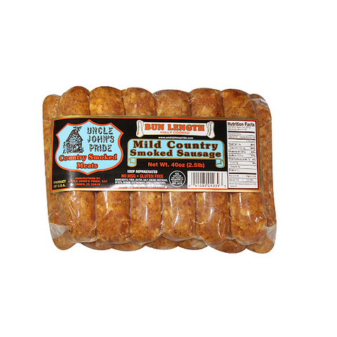 Uncle John's Pride Mild Country Smoked Sausage Bun Length - 4 Pack