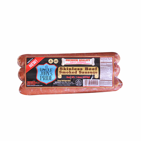 Uncle John's Pride Skinless Beef Smoked Sausage - 12 Pack